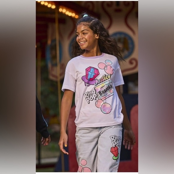 Justice Girls Ring Pop Collab Jeans, Sizes 8 with belt included - Picture 4 of 7